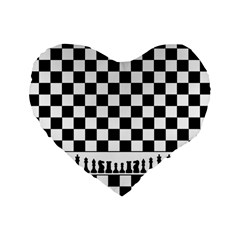 Chess  Standard 16  Premium Flano Heart Shape Cushions