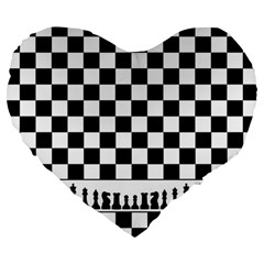 Chess  Large 19  Premium Flano Heart Shape Cushions