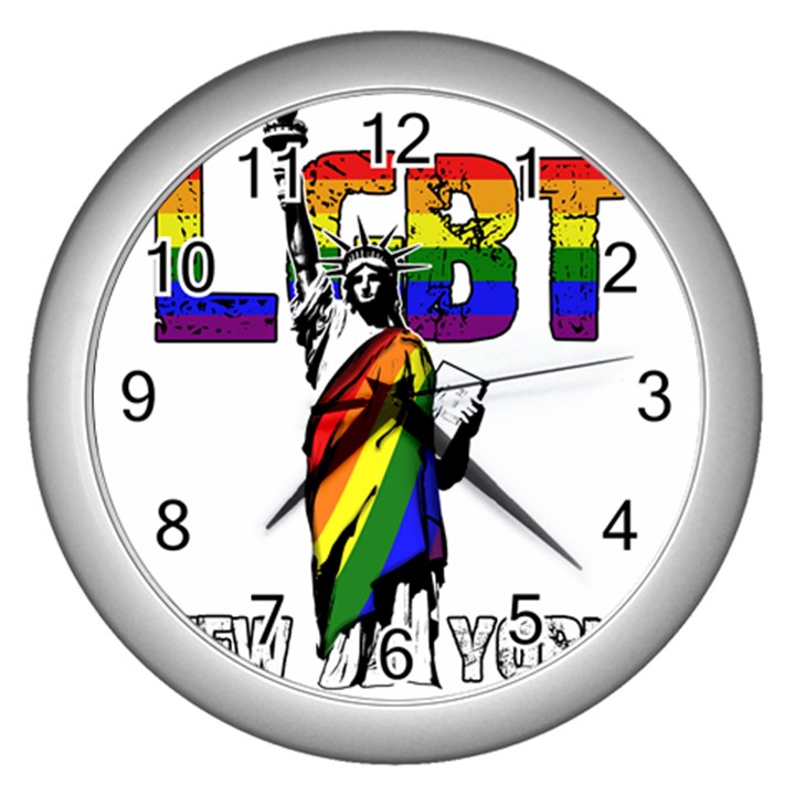 LGBT New York Wall Clocks (Silver) 