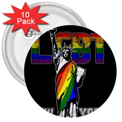 LGBT New York 3  Buttons (10 pack) 