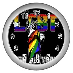 Lgbt New York Wall Clocks (silver)  by Valentinaart