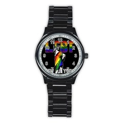 Lgbt New York Stainless Steel Round Watch by Valentinaart