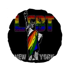 Lgbt New York Standard 15  Premium Flano Round Cushions by Valentinaart