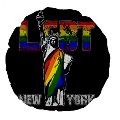 Lgbt New York Large 18  Premium Flano Round Cushions by Valentinaart