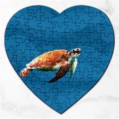 Sea Turtle Jigsaw Puzzle (heart) by Valentinaart