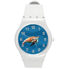 Sea Turtle Round Plastic Sport Watch (m) by Valentinaart