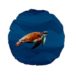 Sea Turtle Standard 15  Premium Flano Round Cushions by Valentinaart