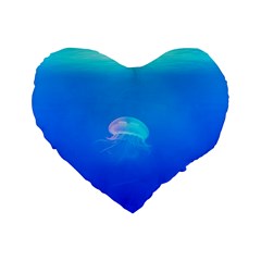 Jellyfish Standard 16  Premium Flano Heart Shape Cushions by Valentinaart