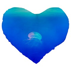 Jellyfish Large 19  Premium Flano Heart Shape Cushions by Valentinaart