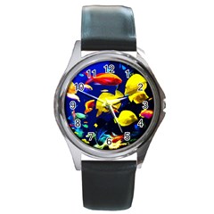 Tropical Fish Round Metal Watch by Valentinaart