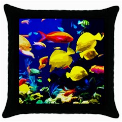 Tropical Fish Throw Pillow Case (black) by Valentinaart