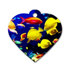 Tropical Fish Dog Tag Heart (one Side) by Valentinaart