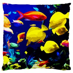 Tropical Fish Large Cushion Case (one Side) by Valentinaart