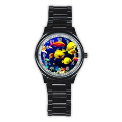 Tropical Fish Stainless Steel Round Watch by Valentinaart