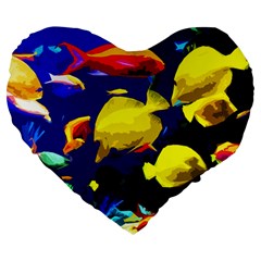 Tropical Fish Large 19  Premium Flano Heart Shape Cushions by Valentinaart