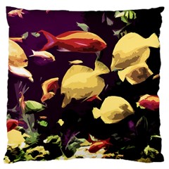 Tropical Fish Large Flano Cushion Case (one Side)