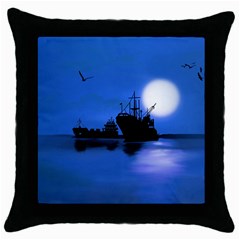 Open Sea Throw Pillow Case (black) by Valentinaart