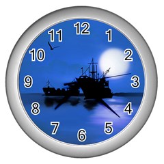 Open Sea Wall Clocks (silver)  by Valentinaart