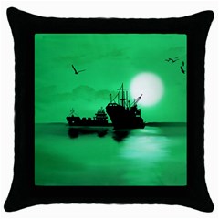 Open Sea Throw Pillow Case (black) by Valentinaart