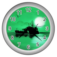 Open Sea Wall Clocks (silver)  by Valentinaart