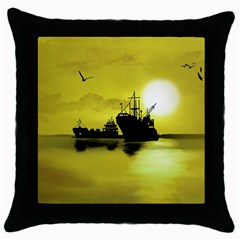 Open Sea Throw Pillow Case (black) by Valentinaart