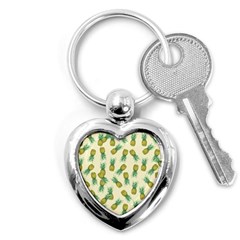 Pineapples Pattern Key Chains (heart)  by Valentinaart