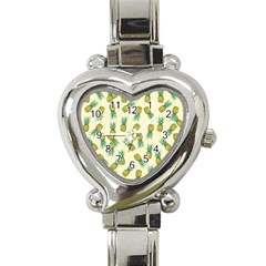 Pineapples Pattern Heart Italian Charm Watch by Valentinaart