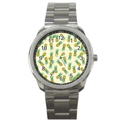 Pineapples Pattern Sport Metal Watch by Valentinaart