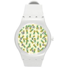 Pineapples Pattern Round Plastic Sport Watch (m) by Valentinaart