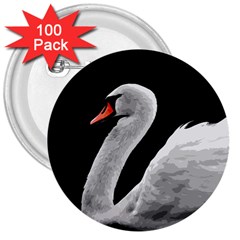 Swan 3  Buttons (100 Pack)  by Valentinaart