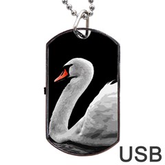 Swan Dog Tag Usb Flash (one Side) by Valentinaart