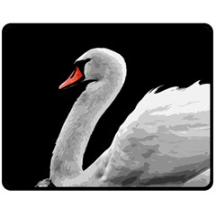 Swan Double Sided Fleece Blanket (medium)  by Valentinaart