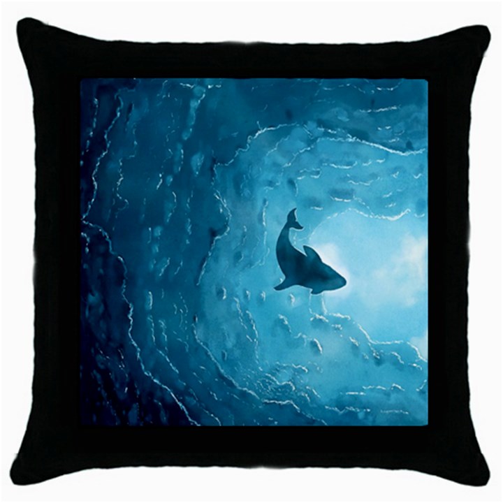 Shark Throw Pillow Case (Black)