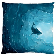 Shark Large Flano Cushion Case (two Sides) by Valentinaart