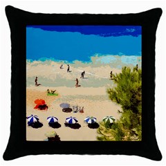 Beach Throw Pillow Case (black) by Valentinaart