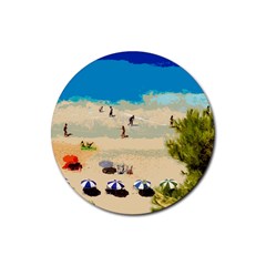 Beach Rubber Coaster (round)  by Valentinaart