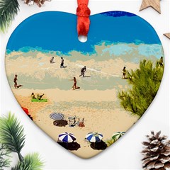 Beach Heart Ornament (two Sides) by Valentinaart