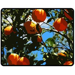 Orange Tree Fleece Blanket (medium)  by Valentinaart