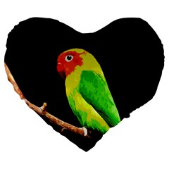 Parrot  Large 19  Premium Flano Heart Shape Cushions by Valentinaart