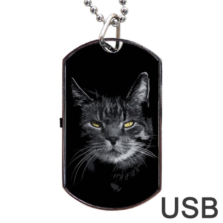 Domestic cat Dog Tag USB Flash (One Side)