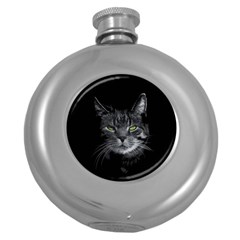 Domestic Cat Round Hip Flask (5 Oz) by Valentinaart