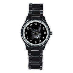 Domestic Cat Stainless Steel Round Watch by Valentinaart