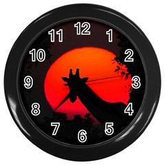 Giraffe  Wall Clocks (black) by Valentinaart