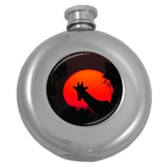 Giraffe  Round Hip Flask (5 Oz) by Valentinaart