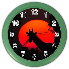 Giraffe  Color Wall Clocks by Valentinaart