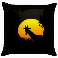 Giraffe  Throw Pillow Case (black) by Valentinaart