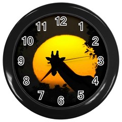 Giraffe  Wall Clocks (black) by Valentinaart