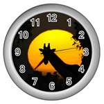 Giraffe  Wall Clocks (Silver)  Front