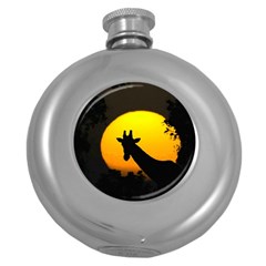 Giraffe  Round Hip Flask (5 Oz) by Valentinaart