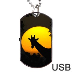 Giraffe  Dog Tag Usb Flash (one Side) by Valentinaart